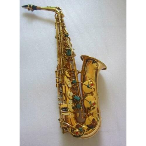 High-quality 875EX Professional Alto Drop E Saxophone Gold Alto Saxophone with Band Mouth Piece Reed Aglet free