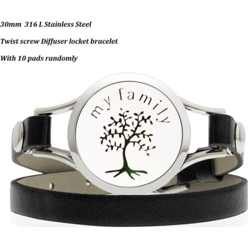 Jewelry for Women men Bracelets stainless steel gift Family tree Essential Oil perfume Diffuser Locket twist screw Aroma 10pads