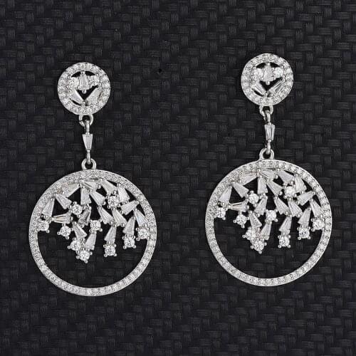 S925 Sterling Silver Earrings Irregular Trapezoidal Zirconia Creative Round Female Temperament And Versatile