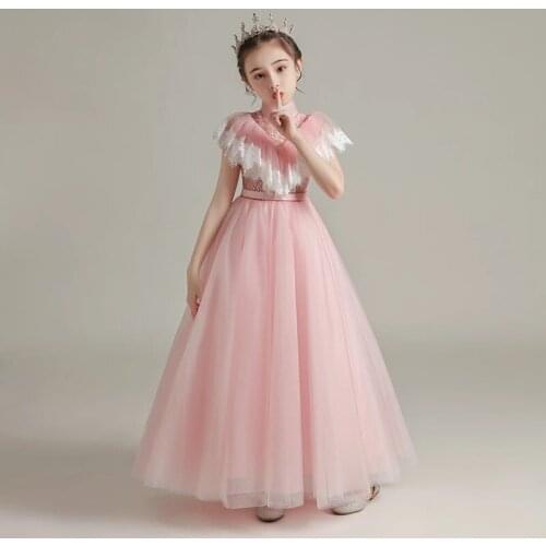 Girl Flower Dresses for Weddings Tulle Lace Appliques Princess Dress Sleeveless Kids Party Communion Dress