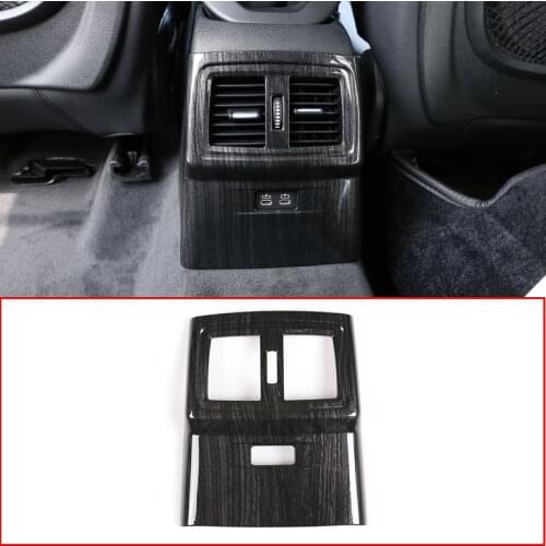 1 Pcs For BMW X1 F48 2019 Car Accessories Black Wood Grain ABS Rear Air Vent Frame Trim Stickers