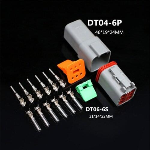 2/3/4/6/8/12 Pin IP65 Waterproof Electrical Wire Connector Socket Plug Kits DT04 DT06 Dustproof Connector for Motorcycle Car
