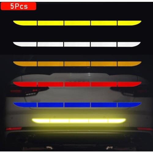 5pcs Safety Car Reflective Sticker Auto Trunk Warning Strip Nano Tape For Driving Anti-collision Car-styling Luminous Tapes