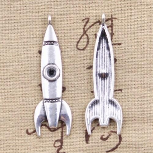 8pcs Charms Rocket Missile Spaceship 50x15mm Antique Bronze Silver Color Plated Pendants Making DIY Handmade Tibetan Jewelry