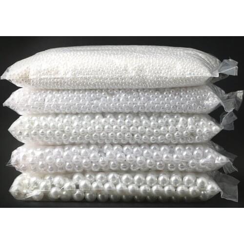 White Imitation Pearls Straight Hole Round Acrylic Loose Beads for Jewelry Making DIY Sewing Cloth Headwear Bag Craft Findings
