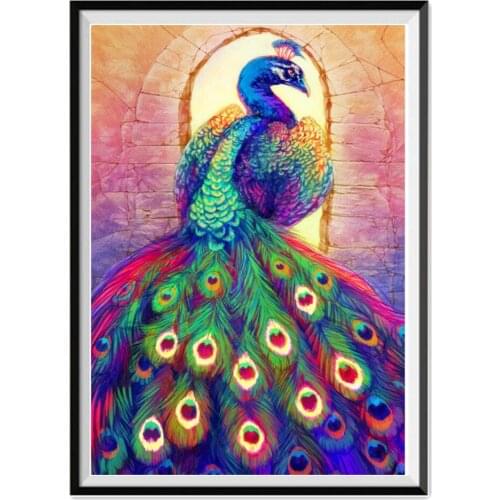 DIY 5D Peacock Diamond Painting Round Diamond Animal Embroidery Mosaic Home Decoration Pattern Handmade