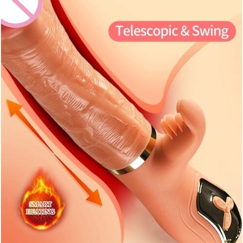 Automatic Telescopic Heating Dildo Vibrator G-spot Massage Huge Realistic Penis Vibrator Sex Toys For Women Sex Adult Products