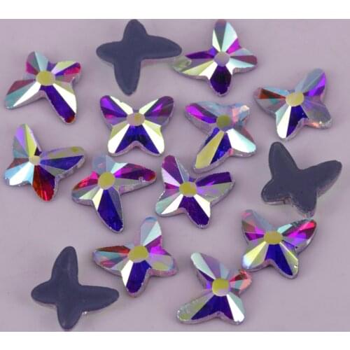 Free Shipping! High Quality 4mm, 6mm, 8mm Butterfly Crystal AB Flat Back Hotfix Rhinestones / Iron On Flat Back Crystals