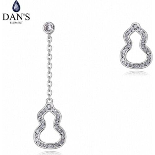 DANS Element Brand 3 Colors Real Austrian Crystals Simple Asymmetry Gourd Earrings for Women Valentine Gift New Fashion 127195