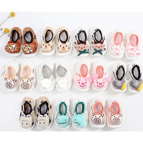 Baby Walking Socks Winter Autumn Spring Anti-slip Indoor Floor Socks Cartoon Cute Children Boys Girls Warm Sock Shoes Walkers