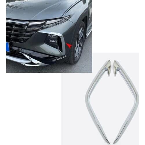 For Hyundai Tucson NX4 2021 2022 Chrome Car Front Bottom Bumper Molding Front Foglight Eyelid Fog Light Eyebrow Lamp Cover Trim