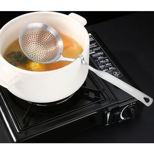 Stainless Steel Colander Hot Pot Skimmer Kitchen Make Soup Porridge Thickened Strainer Pot Edge Upside-down Filter Spoon