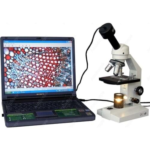 Student Compound Microscope--AmScope Supplies 40X-400X Student Compound Microscope + 1.3MP Digital Camera M200-MS-M
