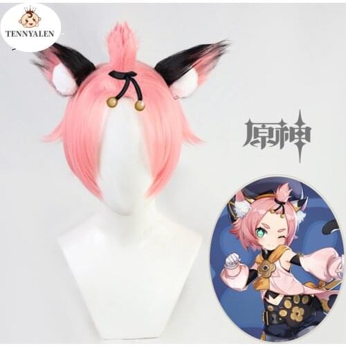 Genshin Impact Game Project new member Diona Cosplay Props Cute Girly Pink Wig Anime Cat Ears Accessories Woman Christmas Gift