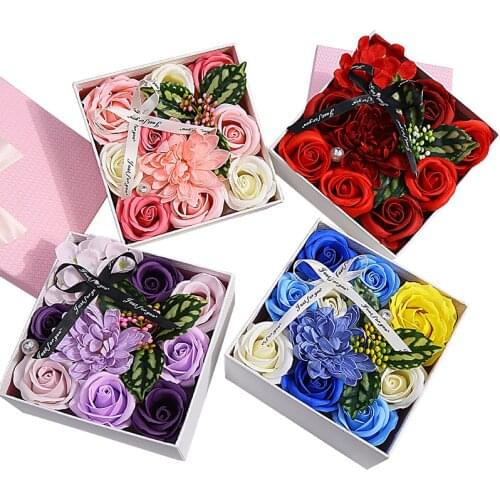 Artificial Flowers Soap Rose Box Valentines Day Head For Wedding Party Home Decorations DIY Craft Wedding Home Festival Gift