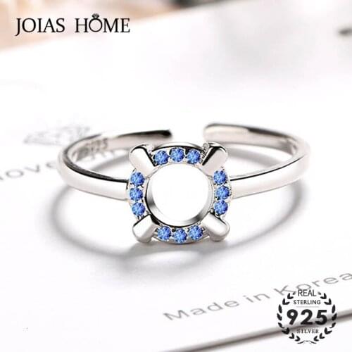 JoiasHome Classic Silver 925 Rings For Women With Small Round Shape Sapphire Zircon Gemstones Ring Wedding Party Wholesale Gift