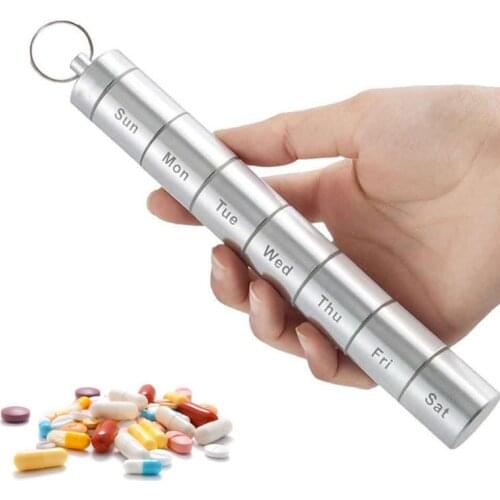 Pill Case 7 Days Travel Pill Box Aluminum Alloy Travel Pill Holder Waterproof Anti Rust Organizer Detachable