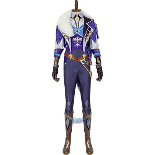 Genshin Impact Kaeya Cosplay Costume Wig Anime Game Boy Uniform Set Halloween Party For Men And Women
