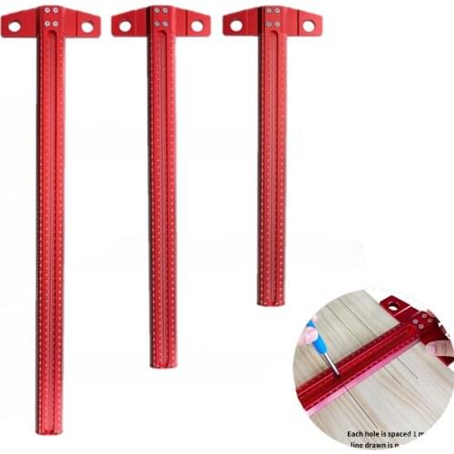 Woodworking Square1mm Per Hole Precision Marking Guage Aluminum Alloy 90 Degree T Ruler Scriber for Carpenters Angle Depth Width
