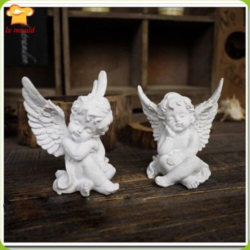 LXYY new 3 d meditation angel candle silicone mould angel clay mold