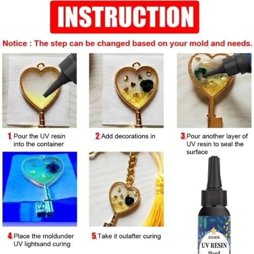 N7MF UV Resin 60/100/200g Crystal Clear Ultraviolet Epoxy Resin Non-Toxic Hard Transparent Glue Solar Cure Sunlight Resin