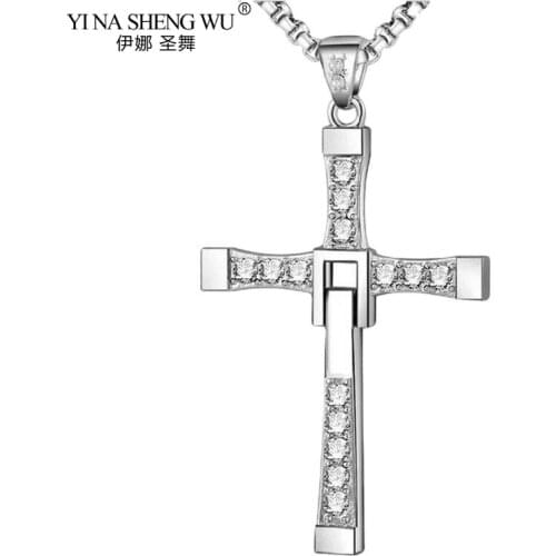 New Fashion Style Furious Hip Hop Rock Necklaces Pendants Dominic Toretto Cross Top Stainles Swith Pendant For Men Jewelry Gifts