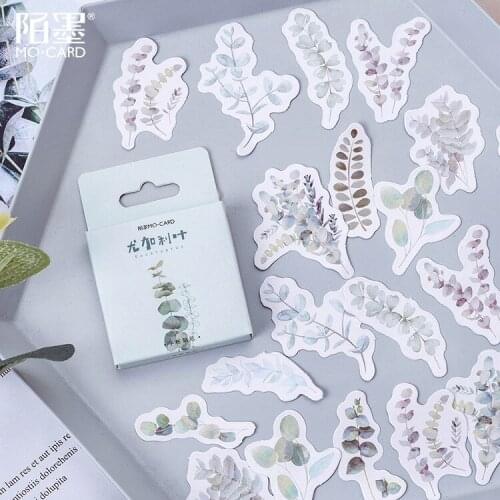 NEW 10 Sets Decor Eucalyptus Leaf Adhesive Mo.Card Sealing Stickers Scrapbooking Diary Stick Label Journaling Cute Stationery