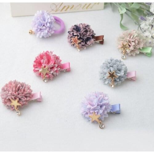 New South Korean Pet hair wholesale chrysanthemum with diamond hair essories Dog headdress pet hairpin 20pcs