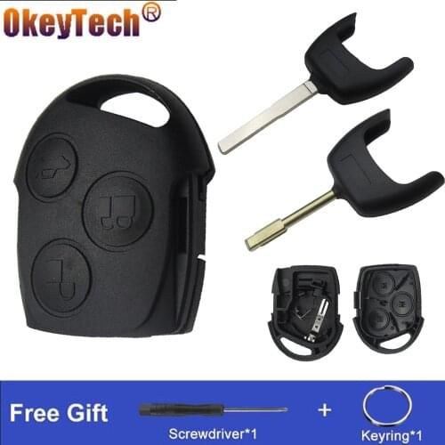 OkeyTech 3 Buttons Replacement Key Shell Case For Ford Mondeo Focus 2 3 Festiva Fiesta Transit Remote Fob With FO21/HU101 Blade
