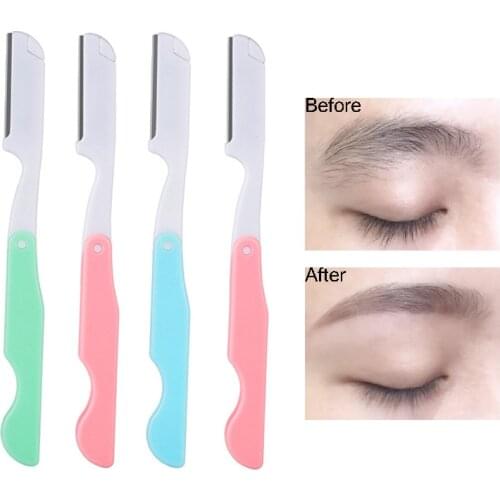 1pcs Portable Eyebrow Trimmer Foldable Facial Hair Remover Blades Makeup Eye Brow Shaper Razor Shaver Beauty Tools Random Color