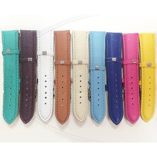Pin Buckle Litchi Watchband PU Leather 20mm Soft Litchi Strap White Pink Black Rose Red Blue Etc. Cinturino Per Gli Donne&Uomini