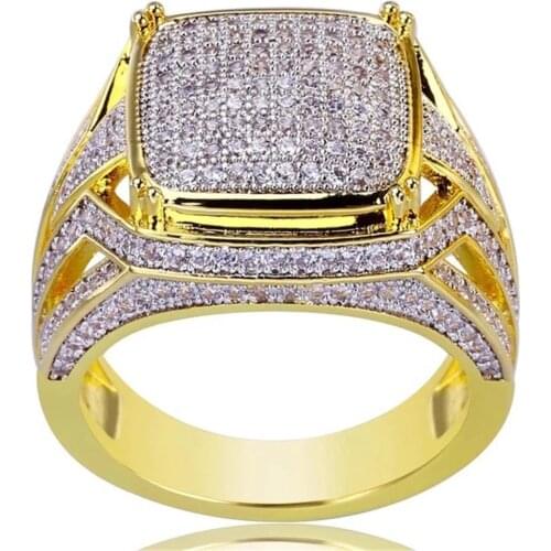 Luxury Men Ring White Rhinestone Inlay Shine Charms Women Rings Wedding Engagement Christmas Gift Accessories