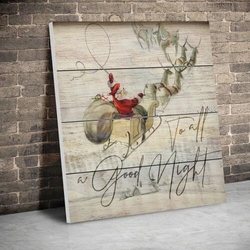 Framed To All a Good Night Christmas Posters Canvas Paintings Wall Art Canvas Prints Pictures Kids Room Home Wood Inner Frame