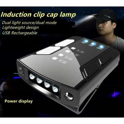 COB LED Mini Headlamp Motion Sensor Headlight Rechargeable Power Display Waterproof Head Torch ight Fishing Tent Lamp