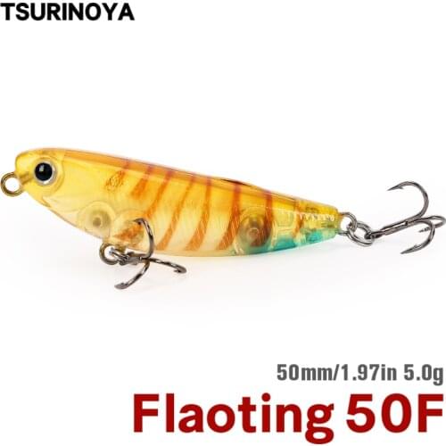 TSURINOYA DW62 Fishing Lure Floating Pencil Hard Bait 50mm 5g Mini Pencil Stickbait Artificial Wobbler Bass Trout Swimbait Decoy