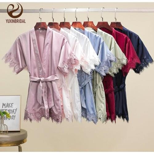 YUXINBRIDAL 2020 New Kid Matt Satin Lace Robe Wedding Flower Girl Robes Bridesmaid Robes Bathrobe Children Robe Sleepwear