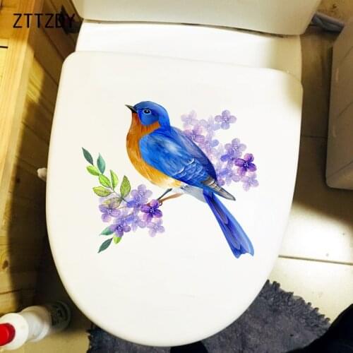 ZTTZDY 24.4×21.1CM Painted Flowers And Birds Fashion Living Room Wall Stickers Bathroom Toilet Decor T2-1203