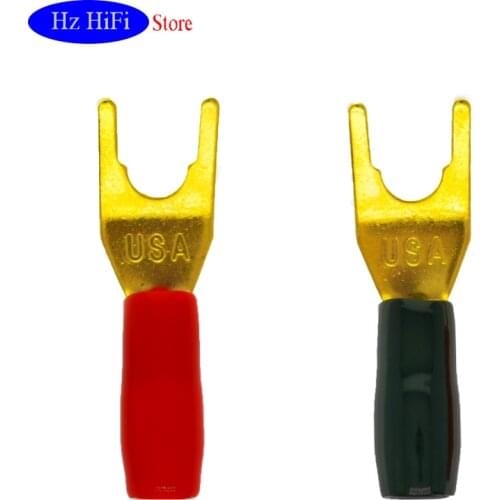 1Pcs HOT NEW Gold Plated Y Type Banana Plug Cable Wire Connector Solderless Fork Y Spade Speaker Plugs Adapter Audio Terminal