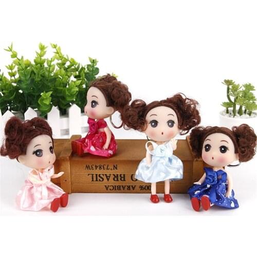 1PC Childrens Mini Ddung Brown Hair Doll Cartoon Birthday Party Toys Gifts for Girls Cartoon Decoration Random Color