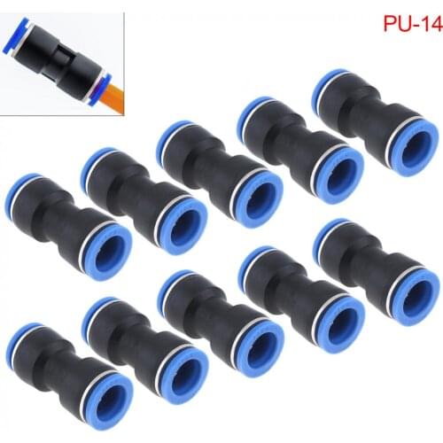 10PCS 14MM PU-14 Plastic Straight Through Quick Connector Pneumatic Insertion Air Tube New