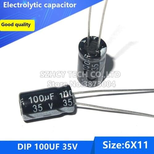 100pcs DIP 100UF 35V 6*11 Electrolytic capacitor