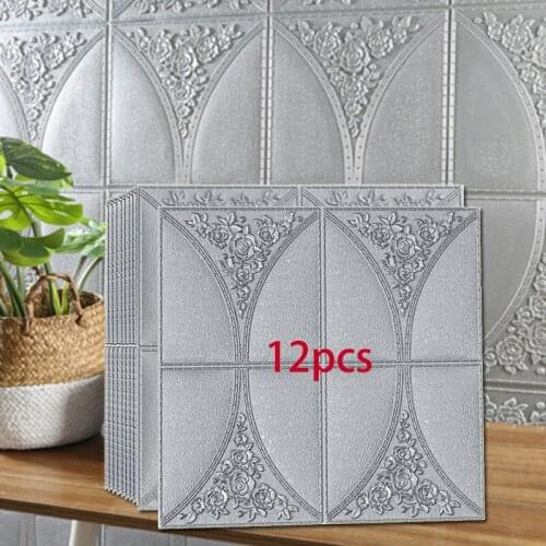 12Pcs 70x70cm 3D DIY Stereo Foam Wall Stickers Ceiling Panel Roof Decal Self Adhesive TV Background Wallpaper Living Room Decor