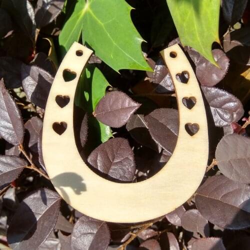 12pcs 80x90mm Blank Unpainted Wood Wooden Decoration DIY Laser Cut Horseshoes with Heart Cutout Perfect for Wedding Crafting