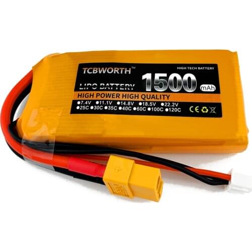 2PCS/Pack 2S 7.4V 1500mAh 25C 35C 60C RC Lipo Battery 7.4V for Drone RC Helicopter Airplane Car Boat Quadrotor 2S Batteries LiPo