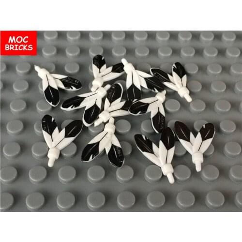 50pcs/lot Headgear Accessory Plume Feathers with Pin and Black Tip on Both Sides Pattern fit with 30126p01 Building Blocks gifts