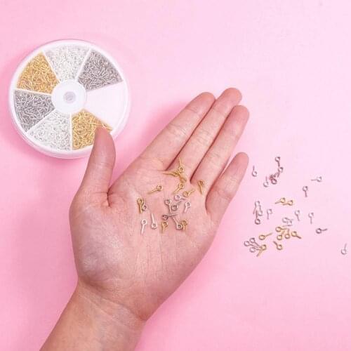 600/700/900Pcs Mini Screw Eye Pins DIY Iron Jewelry Making Pearl Beads Screw Threaded Hooks Eyelets Clasps Findings for Necklace