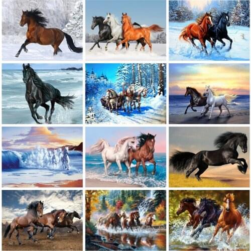 Diamond Painting Horse Full Square Diamond Embroidery Animals Picture 5D Diy Diamond Mosaic Rhinestone Home Decoration
