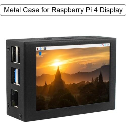 Raspberry Pi 4 3.5 Inch Display Case Aluminum Metal Protective Enclouse Black Passive Shell for Raspberry Pi 4 Model B LCD