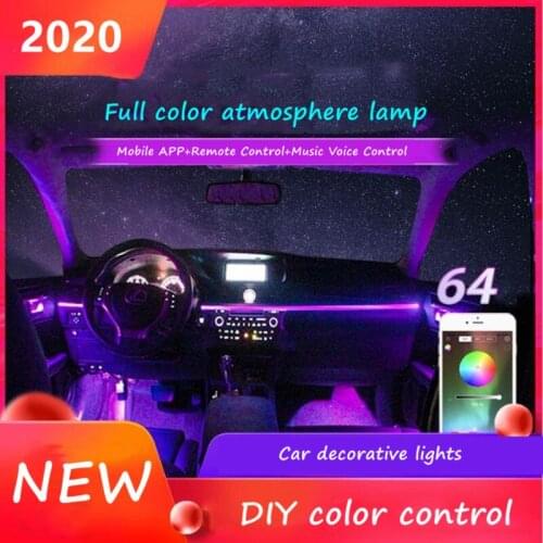 Car Atmosphere Lights EL Neon Wire Strip Light RGB Multiple Modes App Sound Control Auto Interior Decorative Ambient Neon Lamp