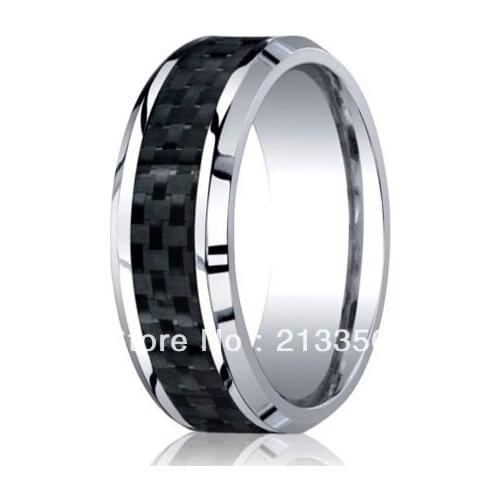 FREE SHIPPING!USA WHOLESALES CHEAP PRICE BRAZIL RUSSIA CANADA UK HOT SELLING 8MM BLACK FIBER MENS BRIDAL TUNGSTEN WEDDING RING